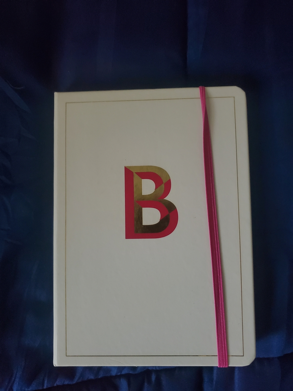 Opalhouse Cream Hardcover Monogram Journal with Pink Elastic
